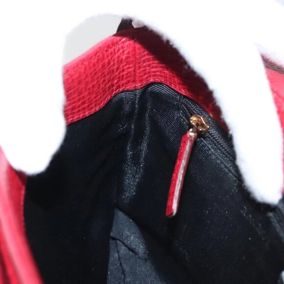 LOEWE Anagram Shoulder Bag Suede Leather Red Gold Auth sw697 - Picture 11 of 16